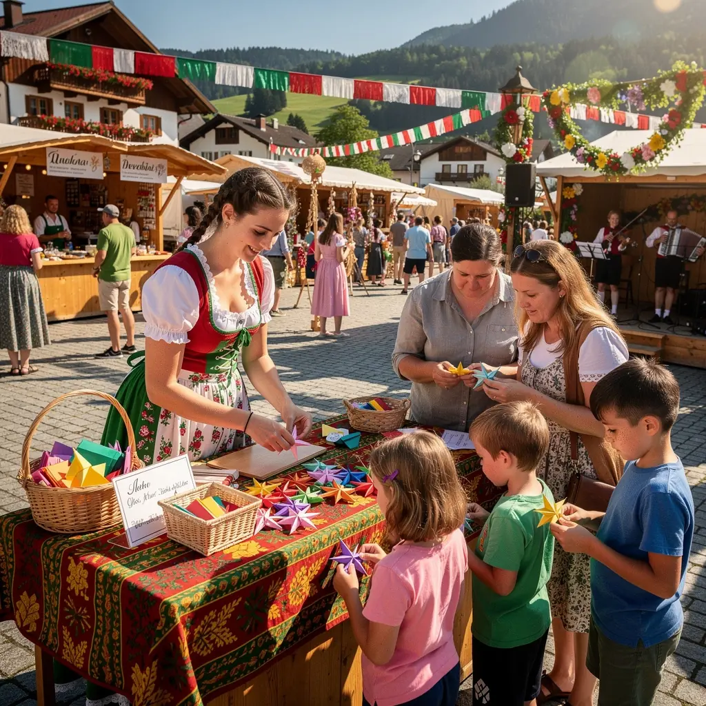 Ein kreatives Arbeitsumfeld mit Materialien und Werkzeugen für die Herstellung von 3D-Papier-Skulpturen.