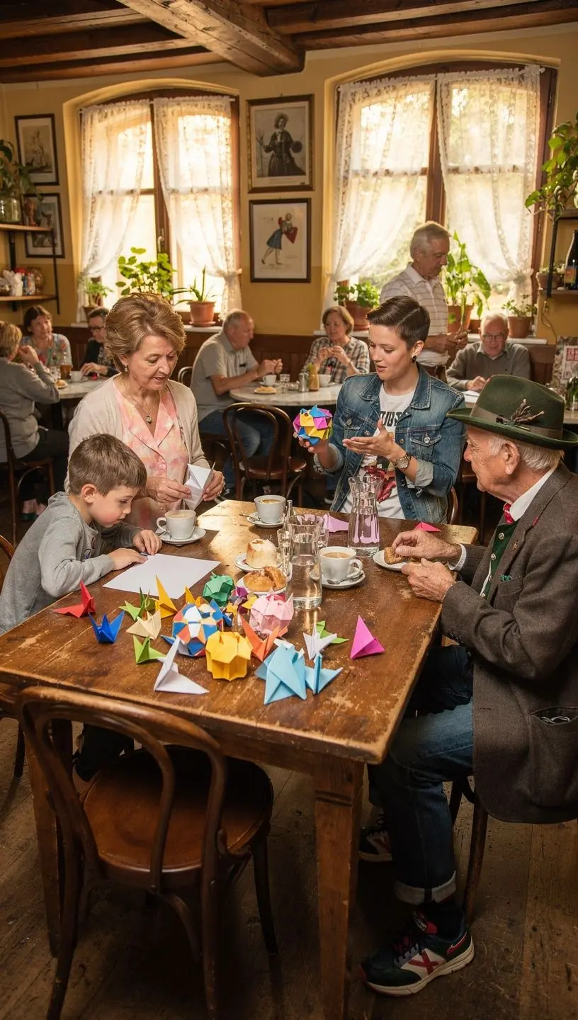 Ein Online-Kurs-Interface, das die verschiedenen Module für Origami-Kunst und Papierhandwerk zeigt.