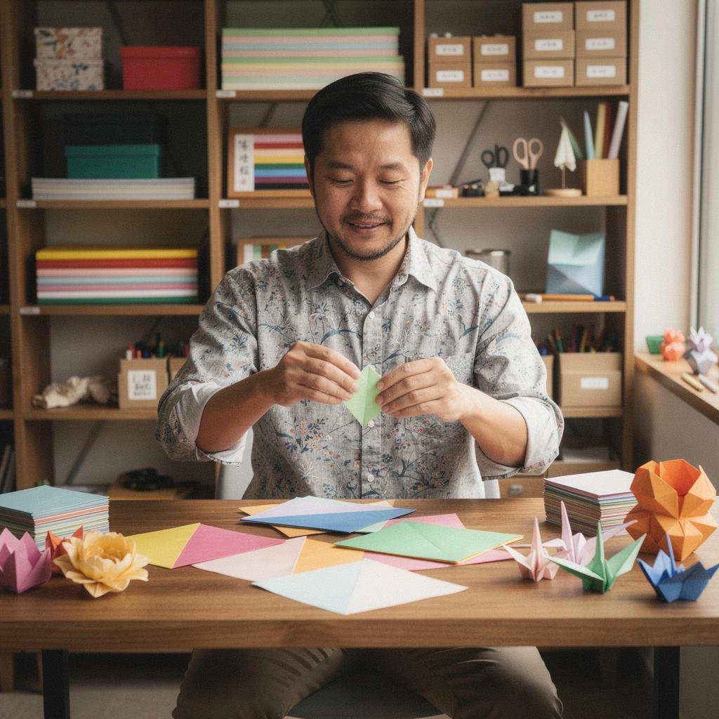 Schritt-für-Schritt-Anleitung zum Falten eines Origami-Sterns.